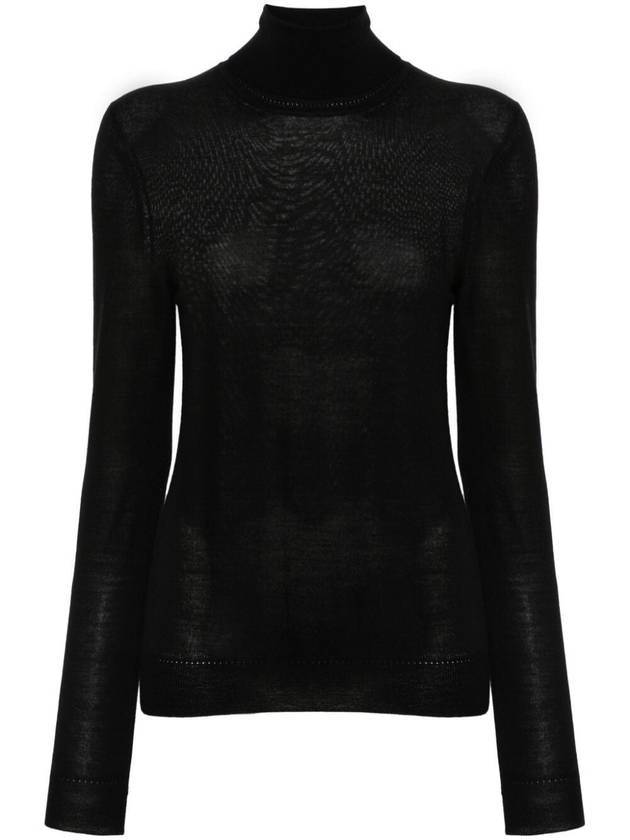 Cassandre Wool Turtle Neck Black - SAINT LAURENT - BALAAN 1