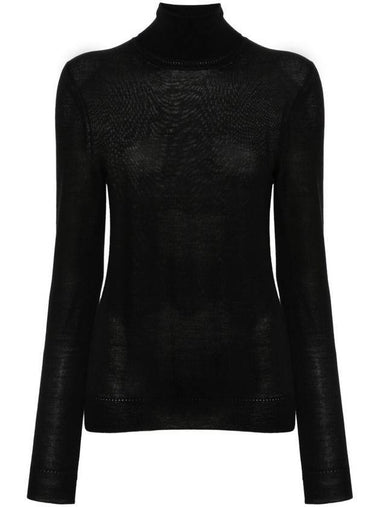 Cassandre Wool Turtle Neck Black - SAINT LAURENT - BALAAN 1