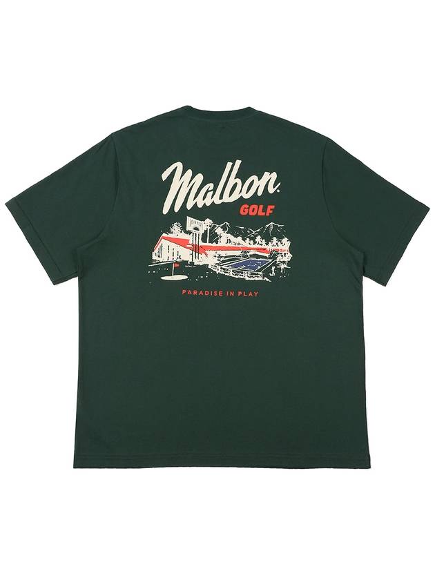 Paradise In Play Front Pocket Round T Shirt GREEN - MALBON GOLF - BALAAN 2