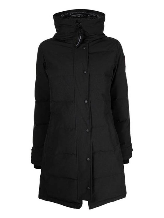 Women's Shelburne Logo Patch Hooded Parka Black - CANADA GOOSE - BALAAN.