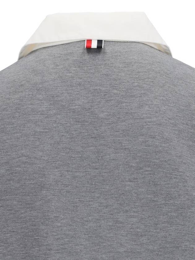 Men's Double Face Rugby Long Sleeve Polo Shirt Med Grey - THOM BROWNE - BALAAN 4