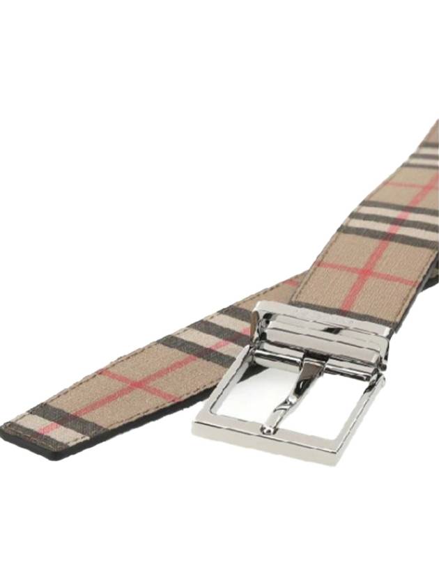 Square Buckle Check Reversible Coated Fabric Leather Belt Beige - BURBERRY - BALAAN 4