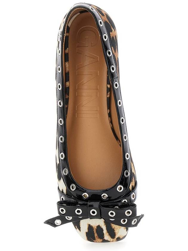 Multicolor Ballet Flats With Eyelets And All-Over Leopard Print In Satin Woman - GANNI - BALAAN 4