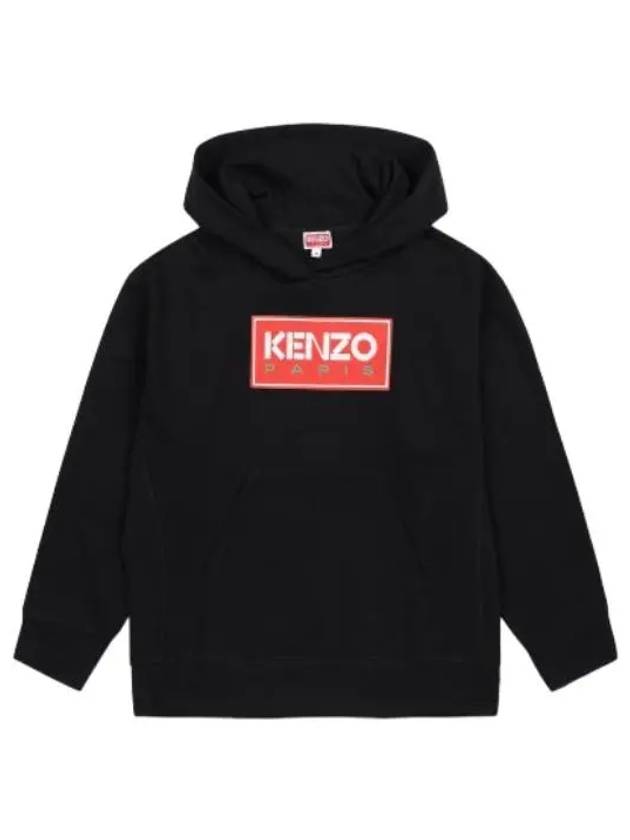 Paris Embroidered Logo Oversized Cotton Hoodie Black - KENZO - BALAAN 2