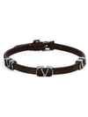 Garavani V logo leather bracelet brown - VALENTINO - BALAAN 3