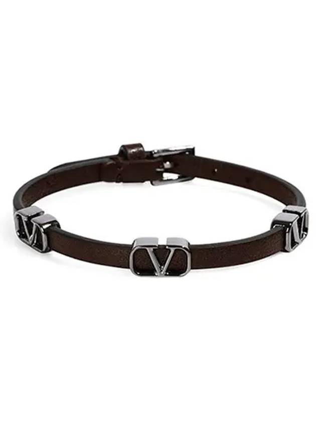 Garavani V logo leather bracelet brown - VALENTINO - BALAAN 3