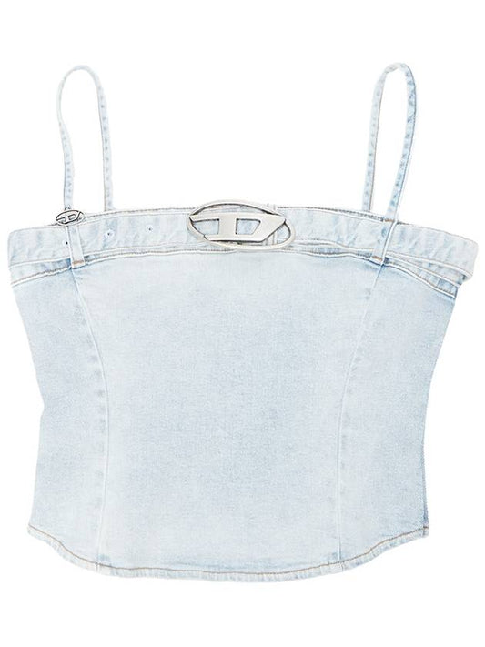 De-Lucy Metal Oval D Logo Denim Sleeveless Light Blue - DIESEL - BALAAN 2