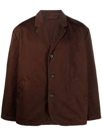 Unstructured Cotton Single Breasted Jacket Dark Brown - ACNE STUDIOS - BALAAN 1