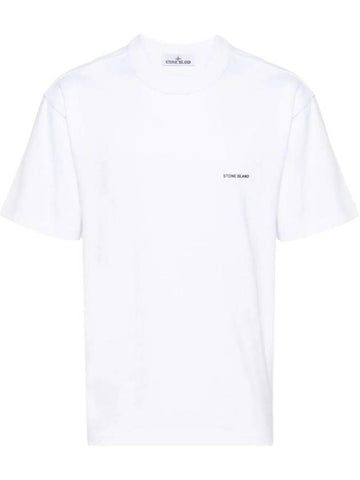 Embossed Logo Regular Fit Cotton Short Sleeve T-Shirt White - STONE ISLAND - BALAAN 1