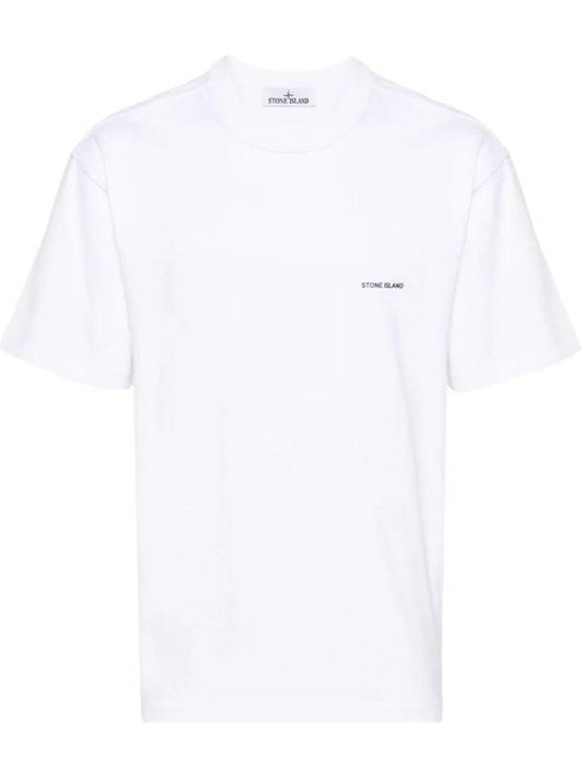 Embossed Logo Regular Fit Cotton Short Sleeve T-Shirt White - STONE ISLAND - BALAAN 1