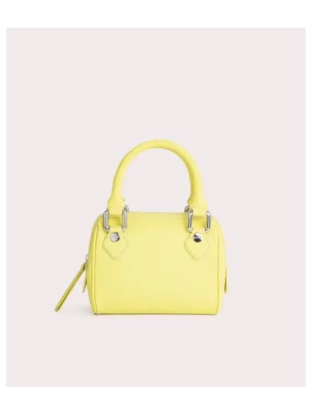 Dora Flat Grain Leather Tote Bag Sulfur - BY FAR - BALAAN 2