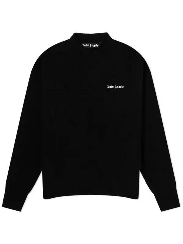 Basic Logo Crewneck Knit Top Black - PALM ANGELS - BALAAN 1