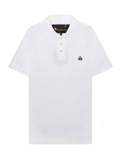 Men's Logo Patch Short Sleeve Polo Shirt White - MOOSE KNUCKLES - BALAAN 2