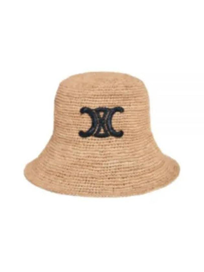 Triomphe Raffia Bucket Hat Natural Black - CELINE - BALAAN 2