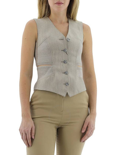 Burberry Ladies Grey Cut-out Detail Technical Wool Waistcoat, Brand Size 4 (US Size 2) - BURBERRY - BALAAN 1