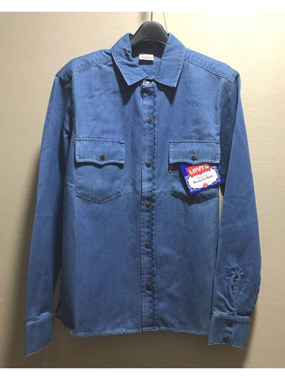 Women Vintage Denim Cotton Long Sleeve Shirt Blue - LEVI'S - BALAAN 2