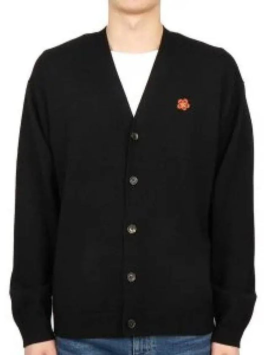 Boke Flower Crest Wool Cardigan Black - KENZO - BALAAN 2