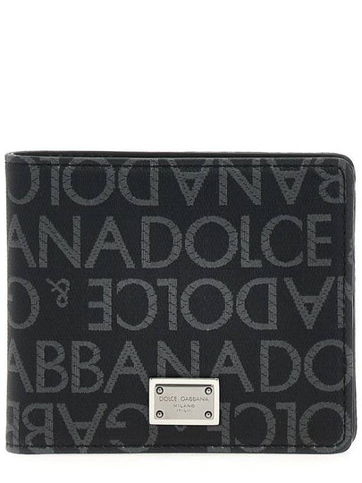 Logo Jacquard Fabric Half Wallet Grey - DOLCE&GABBANA - BALAAN 2