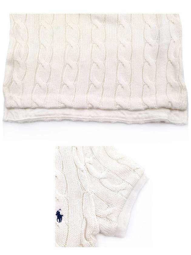 Slim Fit Cable Knit Polo Shirt White - POLO RALPH LAUREN - BALAAN 5