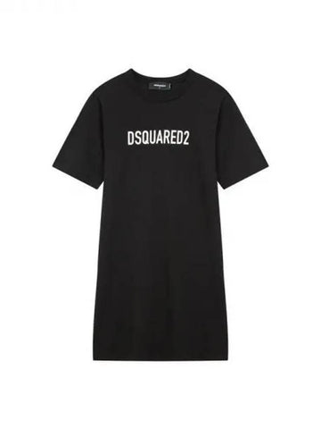 Women's Front Logo Crew Neck Dress Black 270052 - DSQUARED2 - BALAAN 1