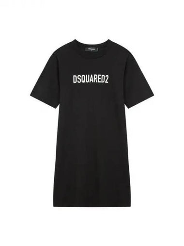 Women's Front Logo Crew Neck Dress Black 270052 - DSQUARED2 - BALAAN 1