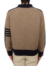 4-Bar Wool Polo Knit Top Navy Brown - THOM BROWNE - BALAAN 4