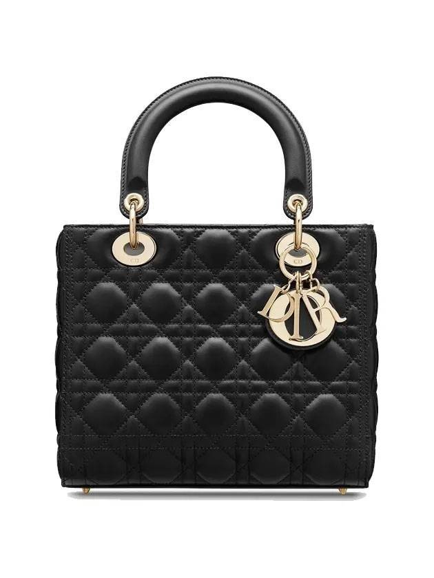 Lady Cannage Lambskin Medium Tote Bag Black - DIOR - BALAAN 1