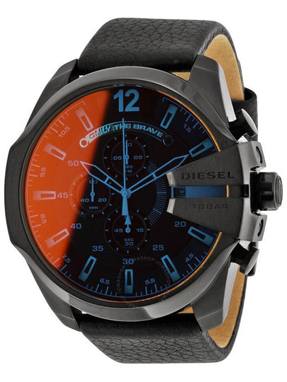 Mega Chief Quartz 50mm Leather Watch Blue - DIESEL - BALAAN 2