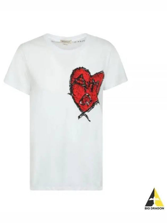 711420 Heart logo short sleeved T shirt white QZAGQ 0900 - ALEXANDER MCQUEEN - BALAAN 2