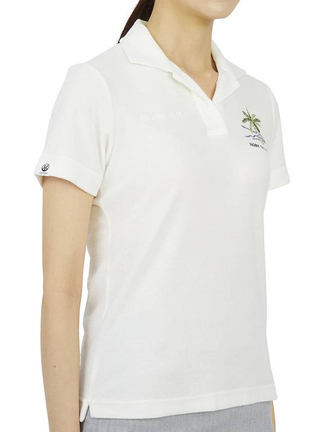 Women's Golf Montrose Short Sleeve PK Shirt White - HORN GARMENT - BALAAN 4