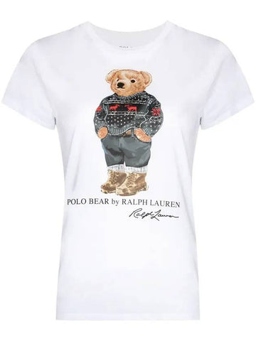 Women's Bear Print Short Sleeve T-Shirt White - POLO RALPH LAUREN - BALAAN 1