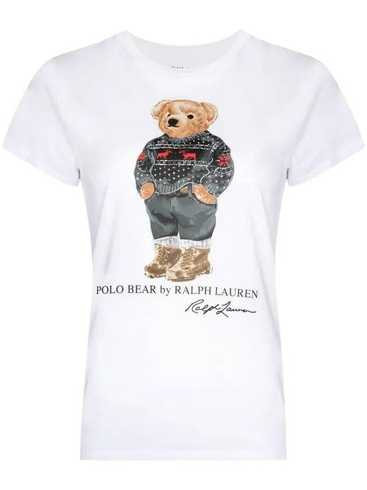 Women Bear Print Short Sleeve T-Shirt White - POLO RALPH LAUREN - BALAAN 1