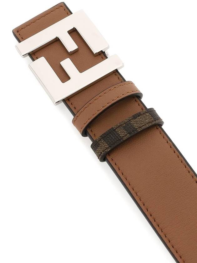 FF Buckle Pattern Reversible Leather Belt Brown - FENDI - BALAAN 5