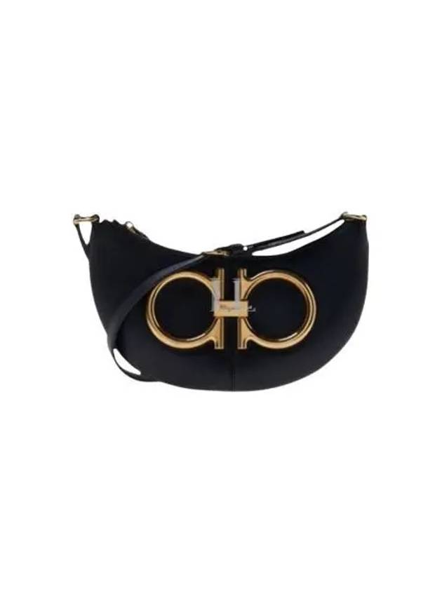 Maxi Gancini Small Shoulder Bag Black - SALVATORE FERRAGAMO - BALAAN 2