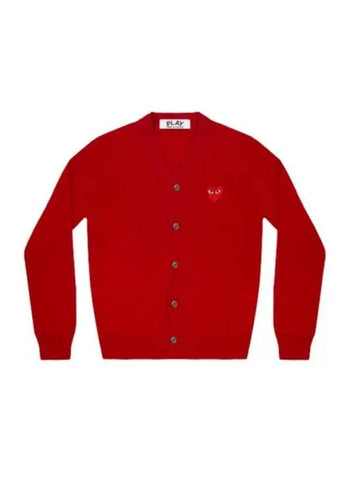 Heart Wappen V-Neck Cardigan Red - COMME DES GARCONS - BALAAN 1