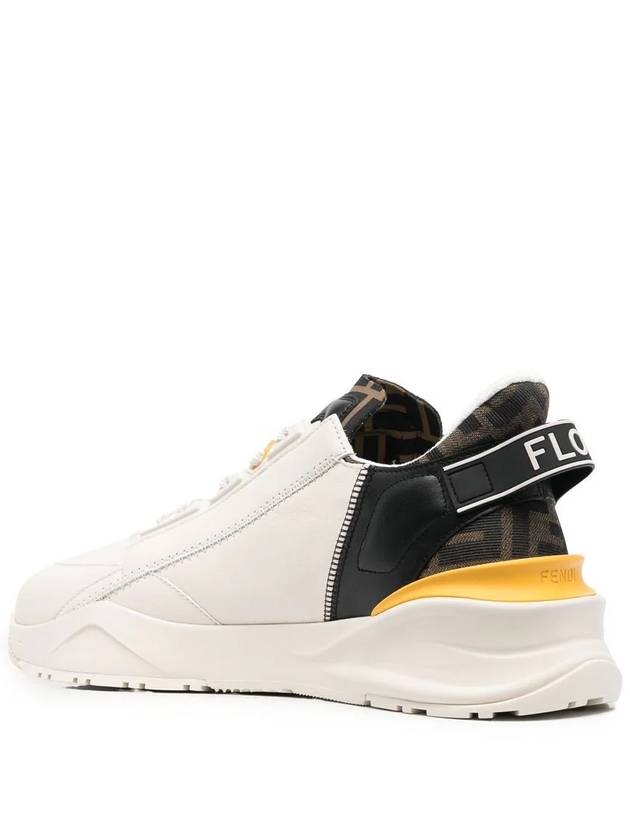 Flow FF Jacquard Leather Running Low Top Sneakers White - FENDI - BALAAN 4