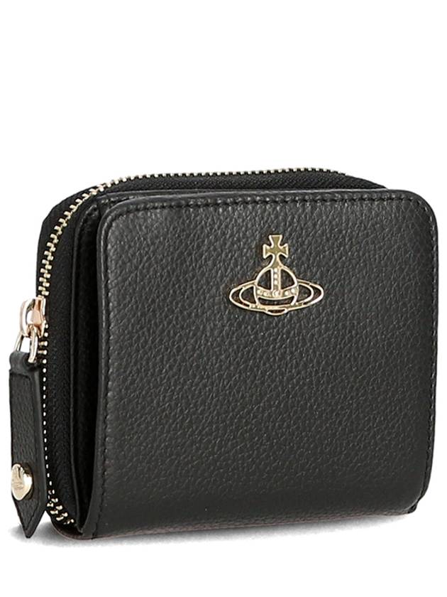 Grain Zipper Medium Gold Half Wallet Black - VIVIENNE WESTWOOD - BALAAN 2