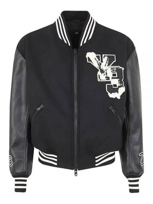 Letterman Striped Bomber Jacket Black - Y-3 - BALAAN 2