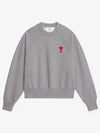 Cotton Heart Logo Sweatshirt Heather Grey - AMI - BALAAN 3