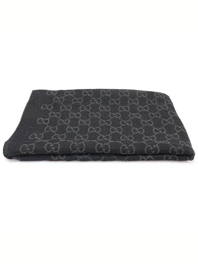 165903 Wool Silk Blend Black GG Giant Seama Scarf Muffler - GUCCI - BALAAN 2