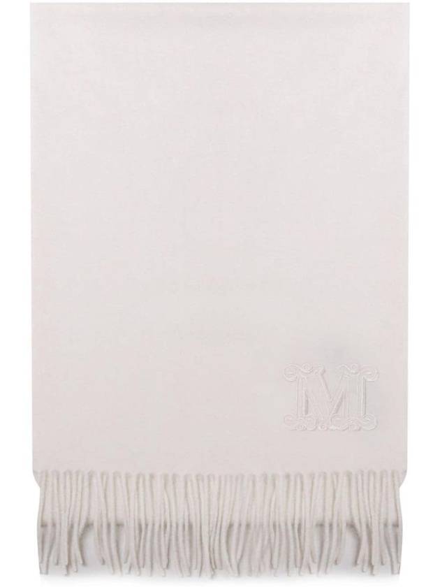 Embroidered Logo Cashmere Muffler Ivory - MAX MARA - BALAAN 1