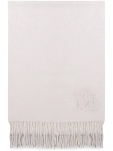 Embroidered Logo Cashmere Muffler Ivory - MAX MARA - BALAAN 1