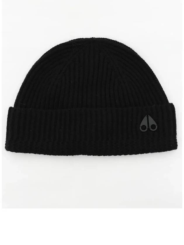 Logo Patch Wool Beanie Black - MOOSE KNUCKLES - BALAAN 3