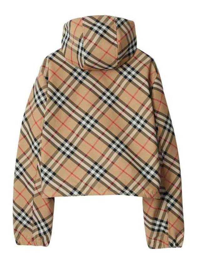 Crop Reversible Check Hooded Jacket Sand - BURBERRY - BALAAN 3