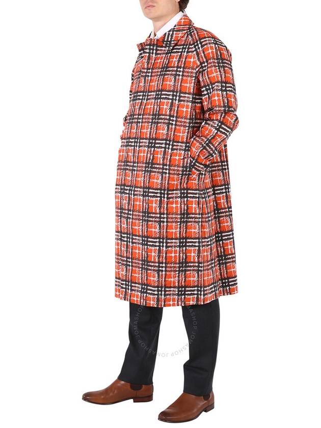 Men's Scribble Check Cotton Car Single Coat Bright Military Red - BURBERRY - BALAAN 4