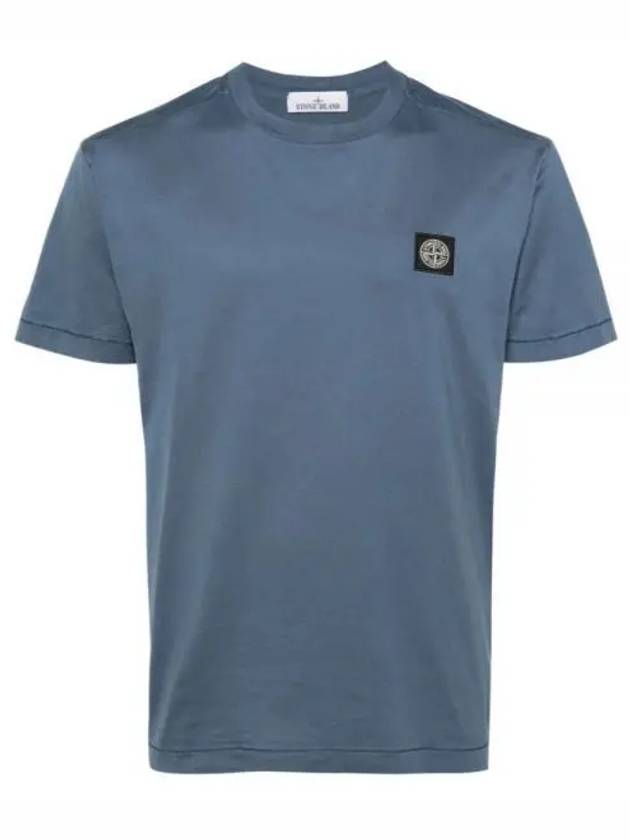 Logo Patch Short Sleeves T-Shirt Avio Blue - STONE ISLAND - BALAAN 2