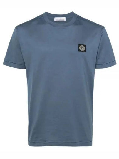 Logo Patch Short Sleeves T-Shirt Avio Blue - STONE ISLAND - BALAAN 2