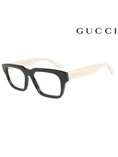 Eyewear Rectangular Frame Acetate Glasses Gold Black - GUCCI - BALAAN 2