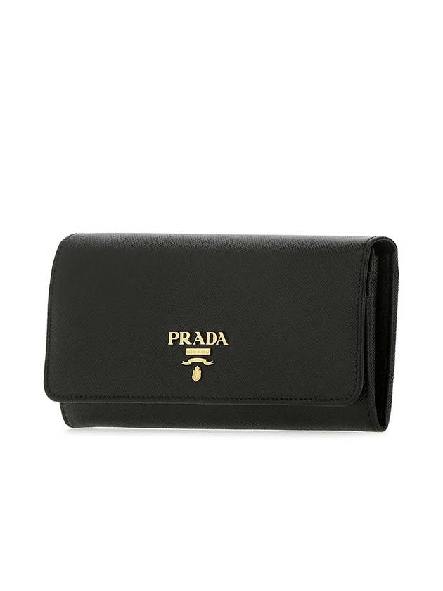 Metal Logo Saffiano Long Wallet Black - PRADA - BALAAN 4