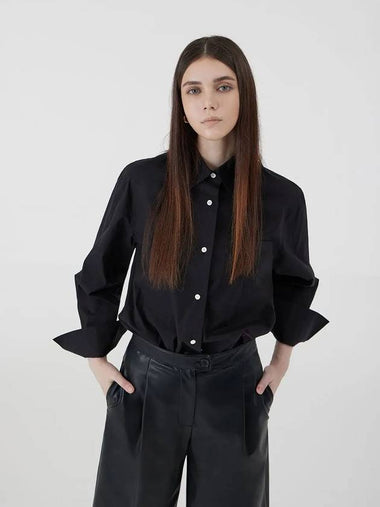 Signature Overfit Bio Cotton Shirt Black - VOYONN - BALAAN 1